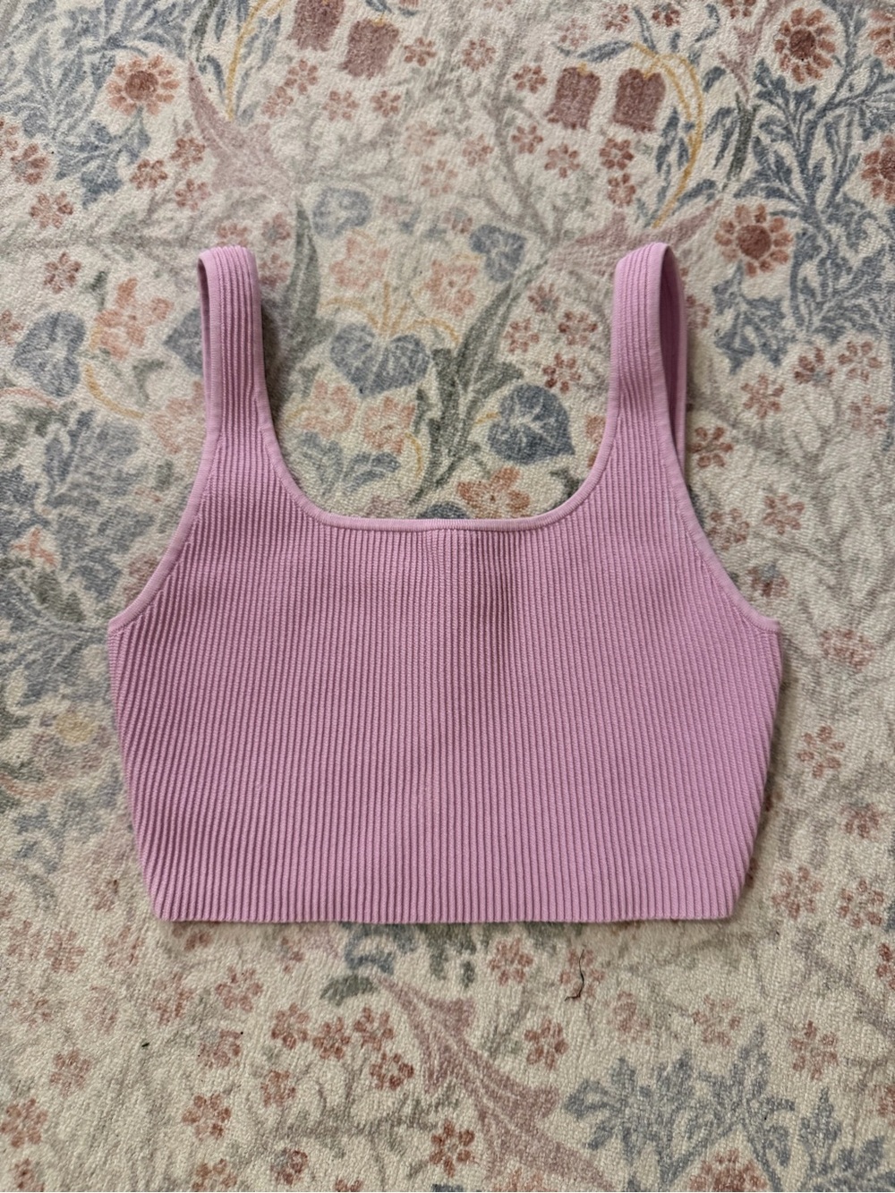 Babaton Lilac Ribbed Crop Tank Top